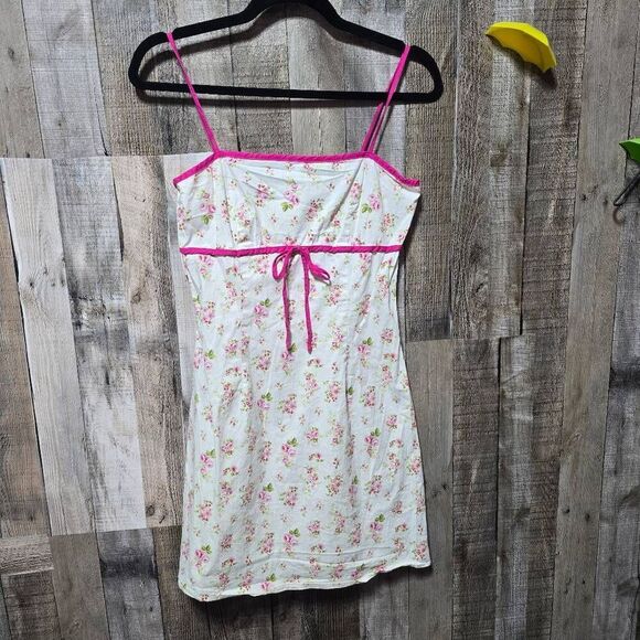 Pulse Vintage Y2K White Floral Mini Dress Cottagecore Fairy - Picture 1 of 4